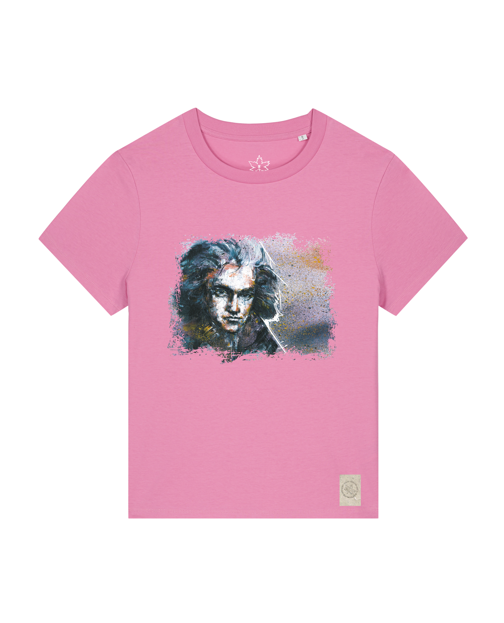 bio-female-medium fit-tshirt-beethoven-sttw172-kaugummi-front