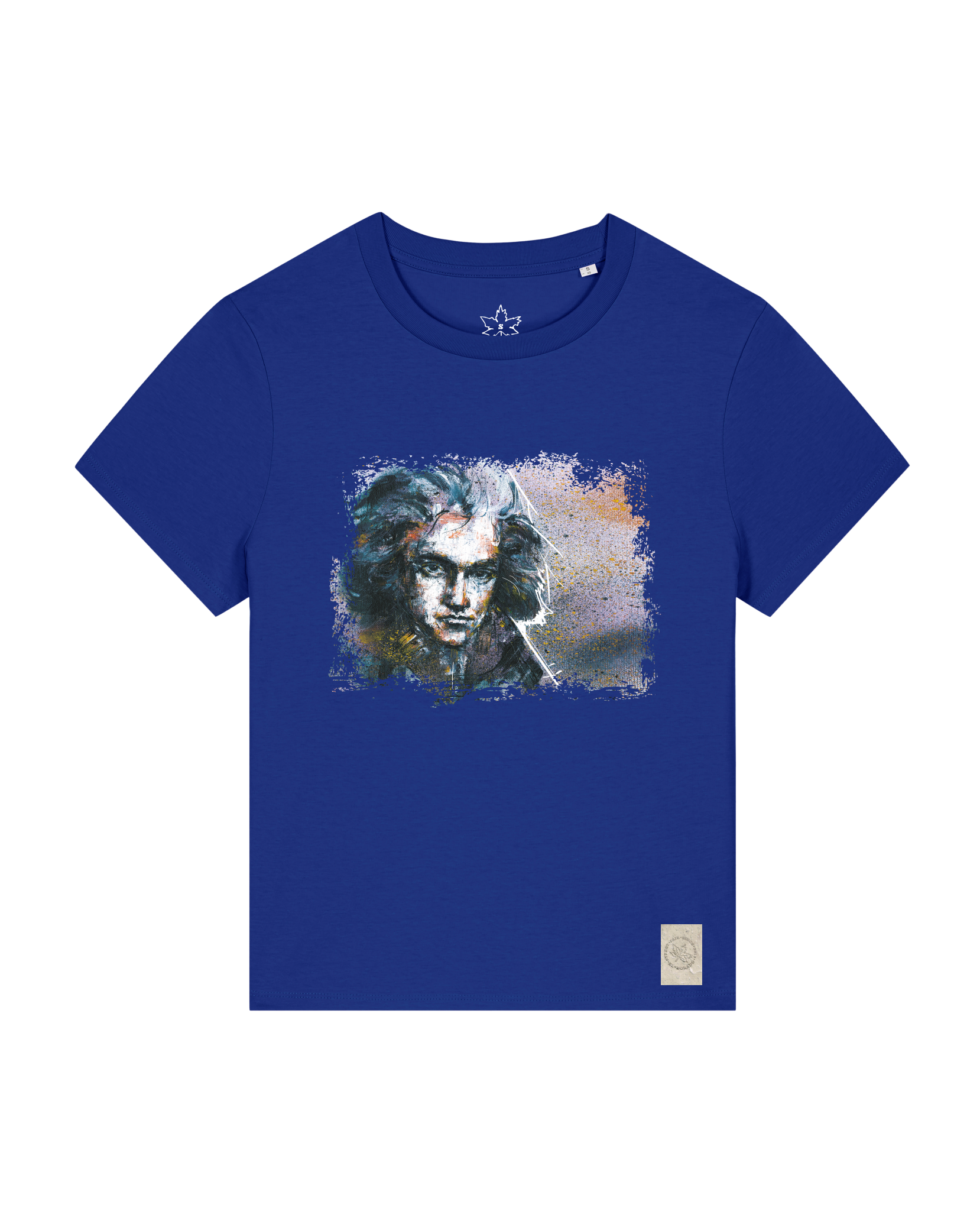 bio-female-medium fit-tshirt-beethoven-sttw172-kornblume-front