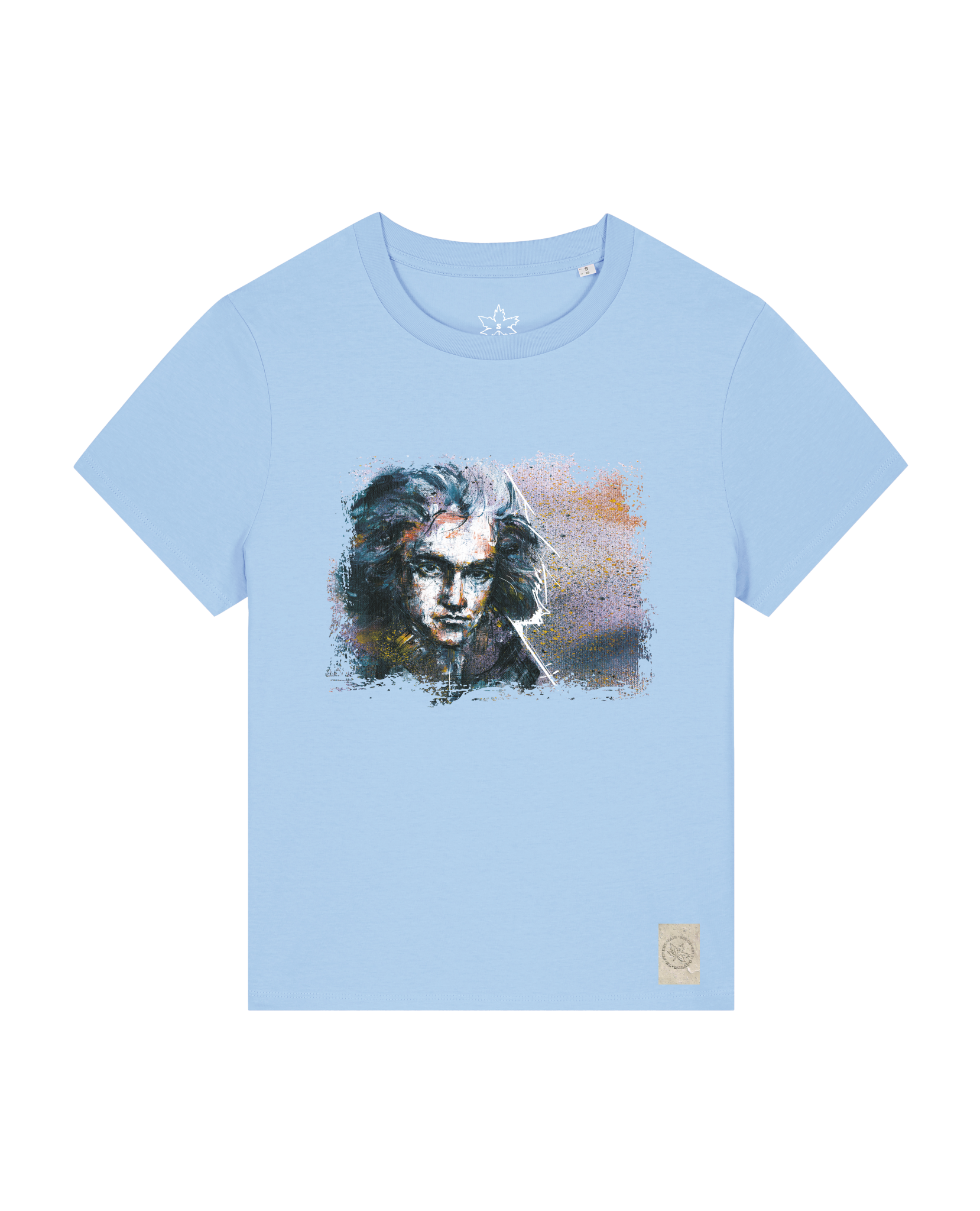 bio-female-medium fit-tshirt-beethoven-sttw172-lagune-front