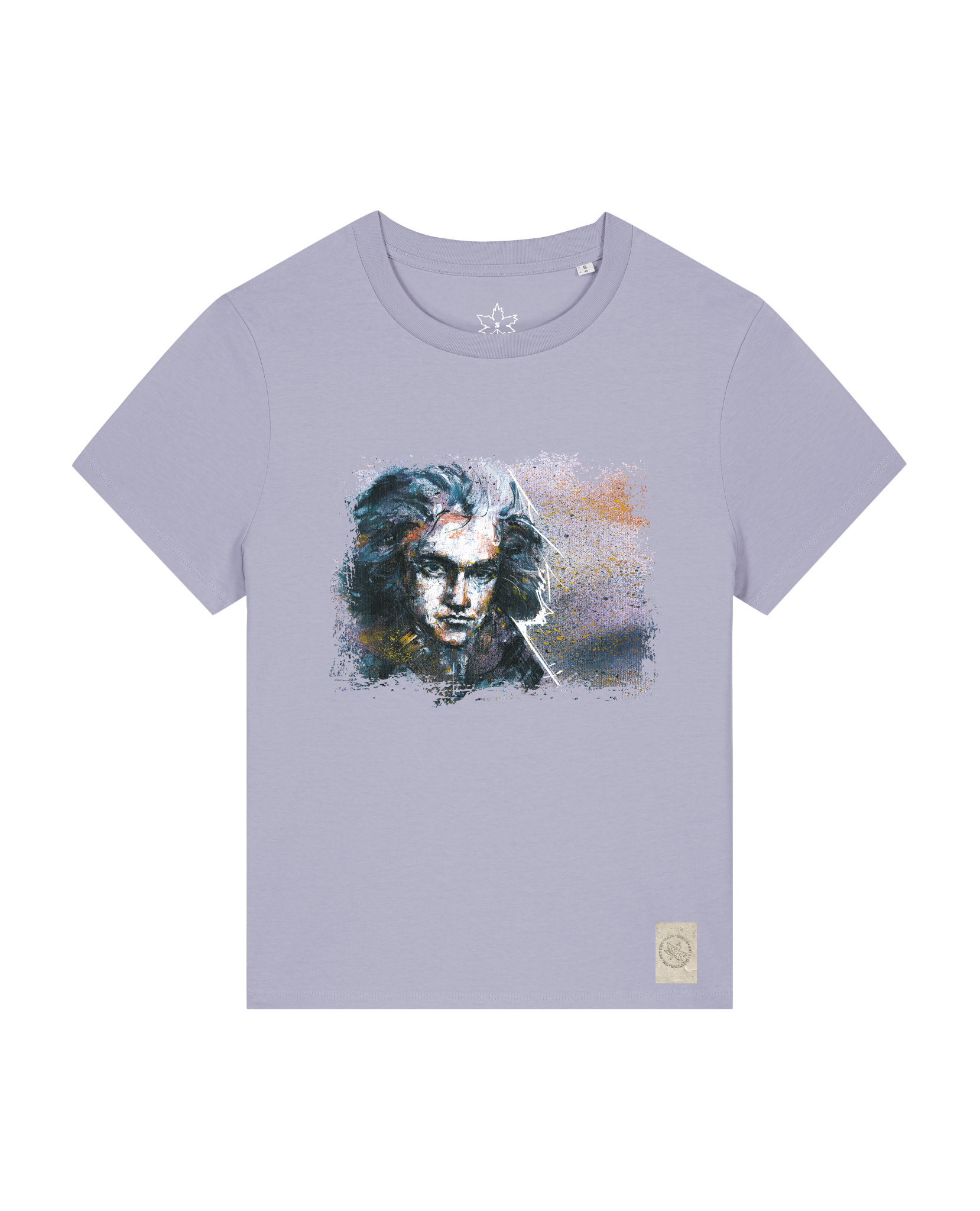 bio-female-medium fit-tshirt-beethoven-sttw172-lavender-front