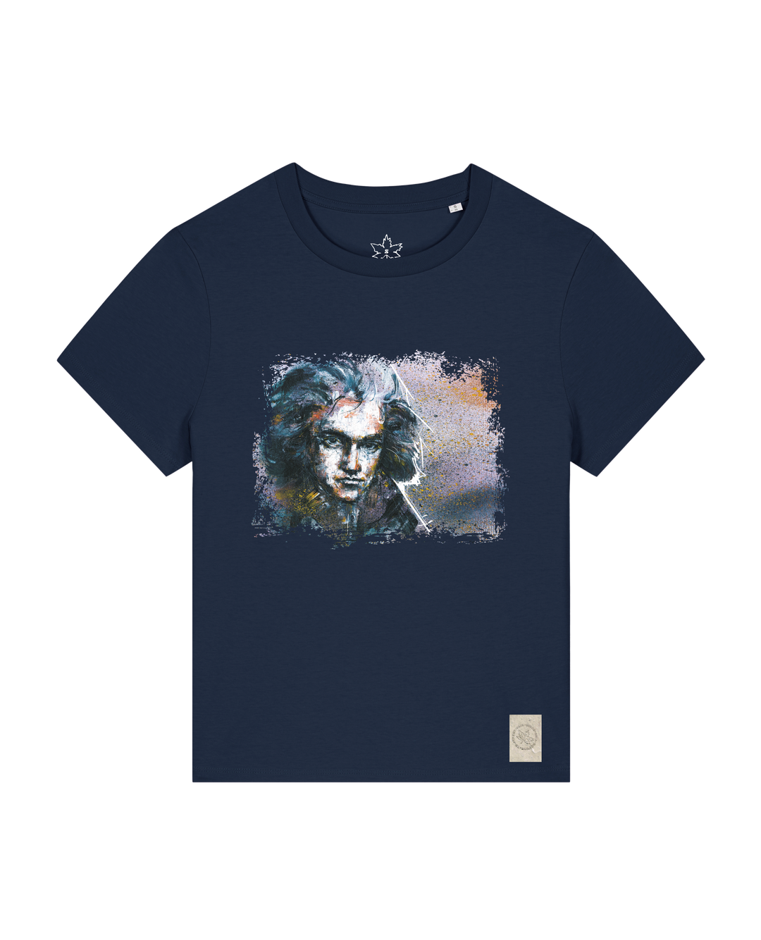 bio-female-medium fit-tshirt-beethoven-sttw172-marine-front