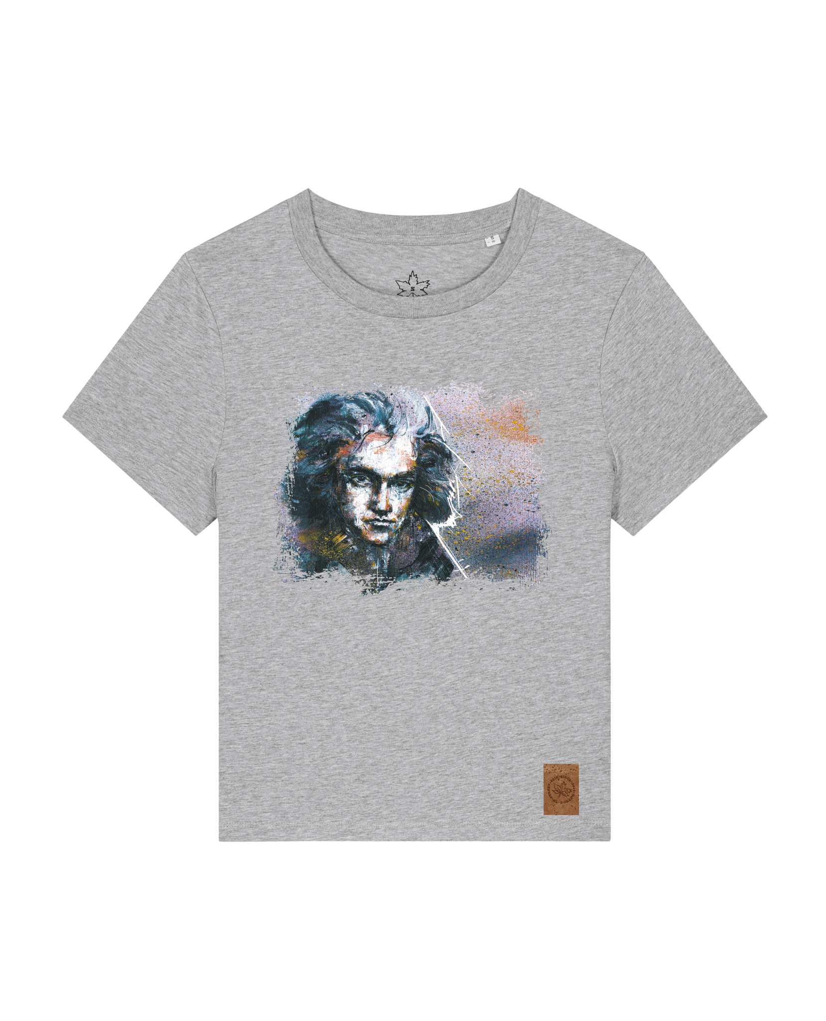 bio-female-medium fit-tshirt-beethoven-sttw172-mausgrau-front