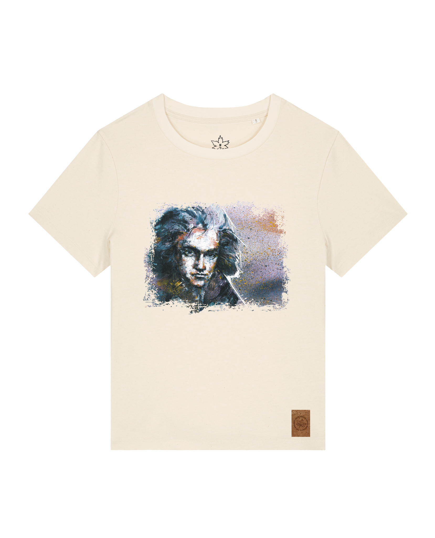 bio-female-medium fit-tshirt-beethoven-sttw172-natur-front