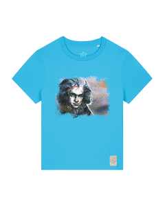 bio-female-medium fit-tshirt-beethoven-sttw172-wasserblau-front