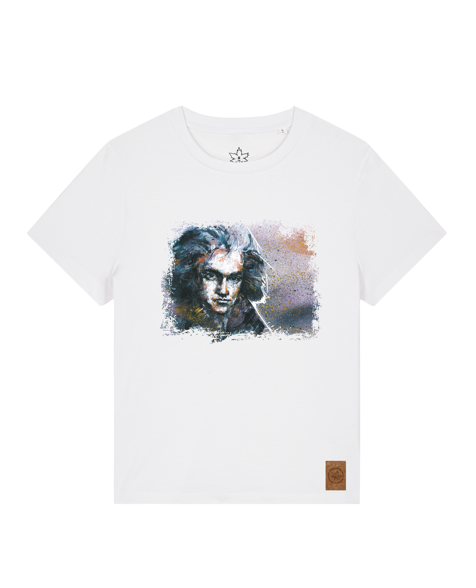 bio-female-medium fit-tshirt-beethoven-sttw172-weiß-front