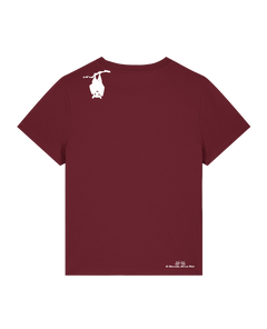 bio-female-medium fit-tshirt-blinded by the light-sttw172-burgunder rot-back