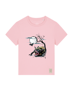 bio-female-medium fit-tshirt-blinded by the light-sttw172-flamingo-front