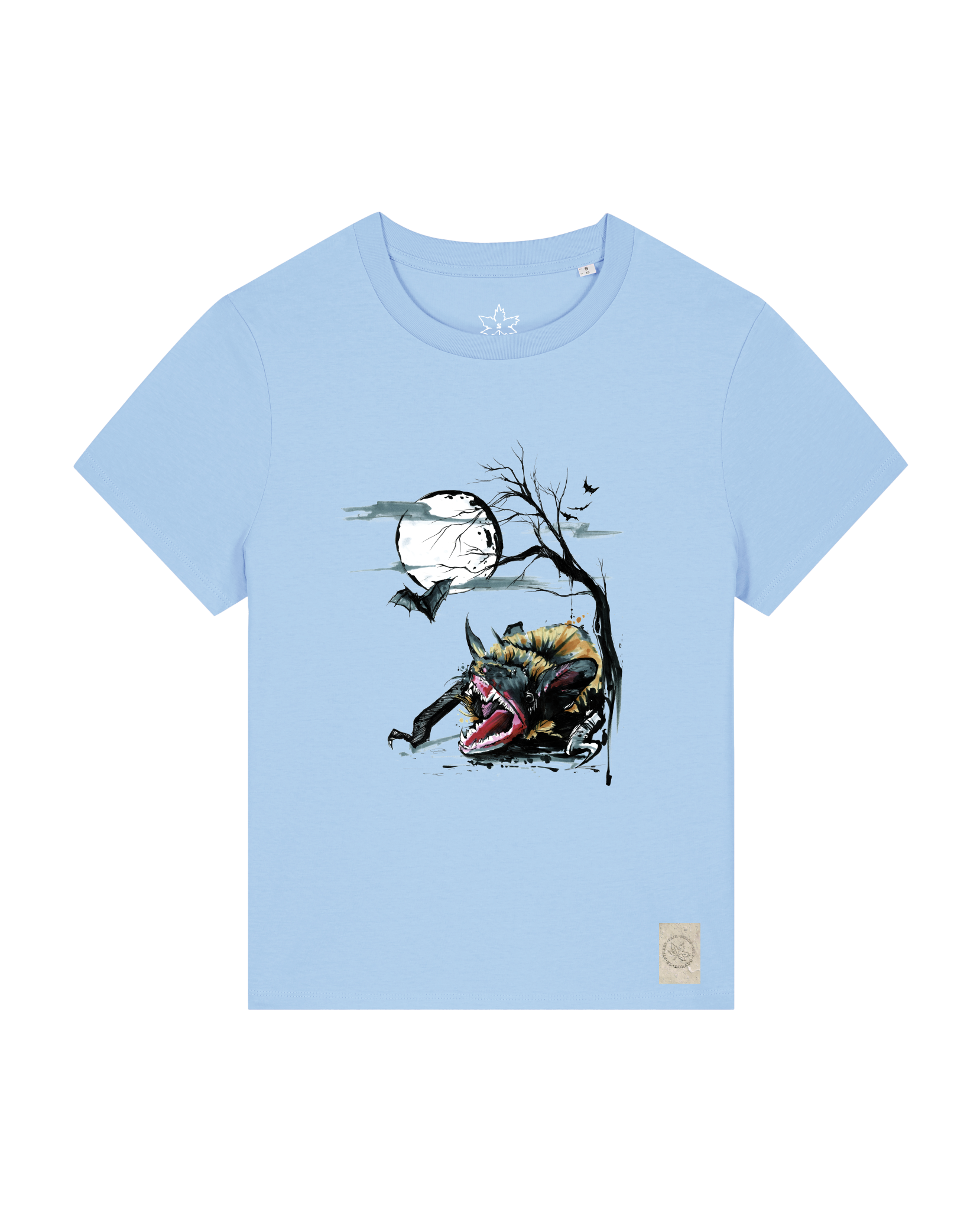 bio-female-medium fit-tshirt-blinded by the light-sttw172-lagune-front
