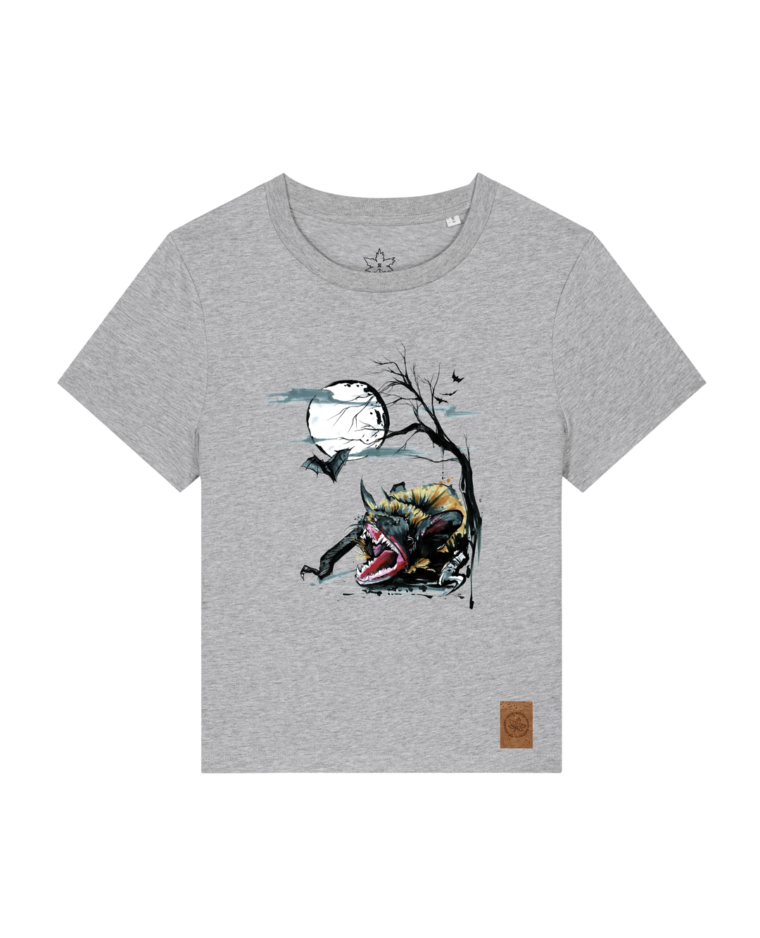 bio-female-medium fit-tshirt-blinded by the light-sttw172-mausgrau-front