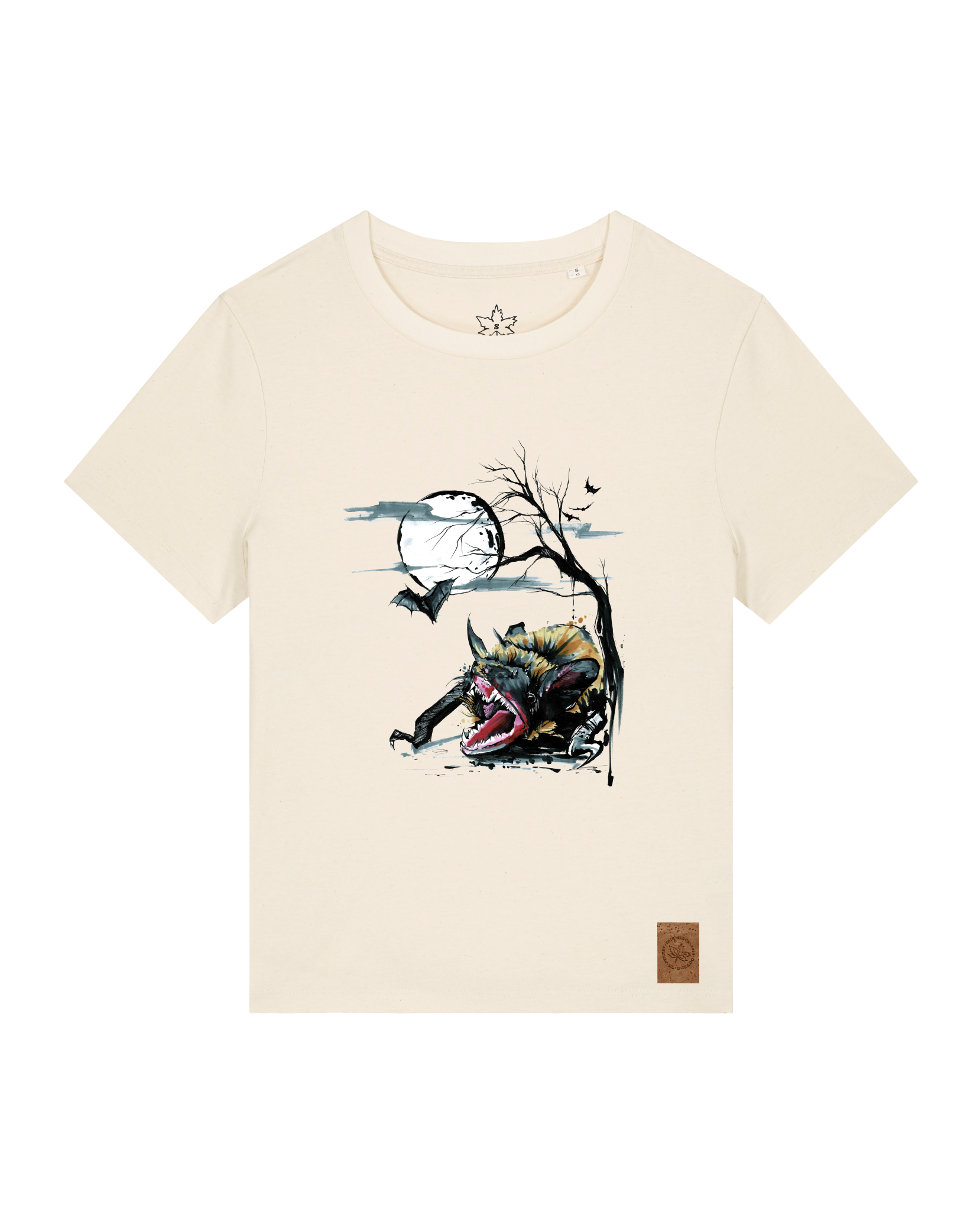bio-female-medium fit-tshirt-blinded by the light-sttw172-natur-front