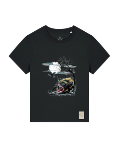 bio-female-medium fit-tshirt-blinded by the light-sttw172-schwarz-front