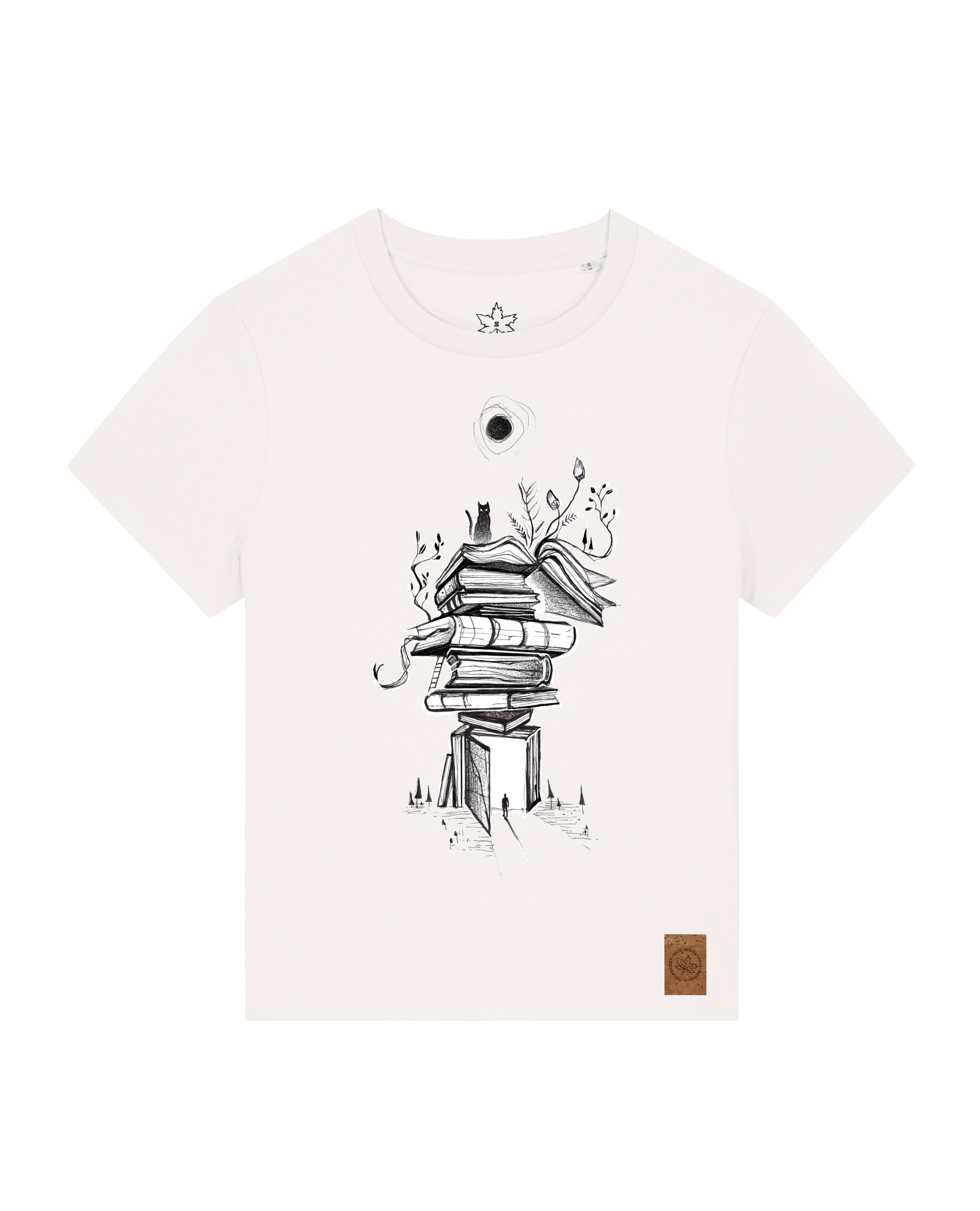 bio-female-medium fit-tshirt-bücherkatze-sttw172-bio ei-front