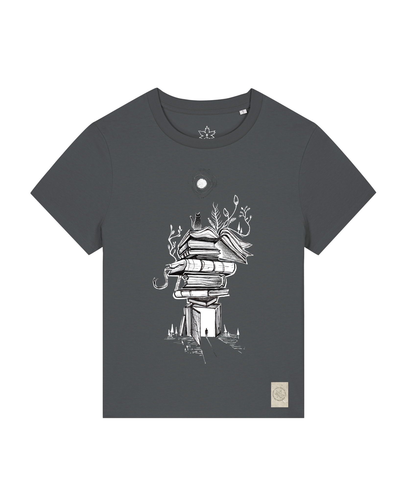 bio-female-medium fit-tshirt-bücherkatze-sttw172-eisen-front