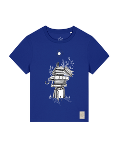 bio-female-medium fit-tshirt-bücherkatze-sttw172-kornblume-front
