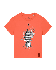 bio-female-medium fit-tshirt-bücherkatze-sttw172-mandarine-front