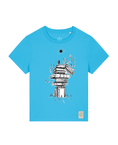 bio-female-medium fit-tshirt-bücherkatze-sttw172-wasserblau-front