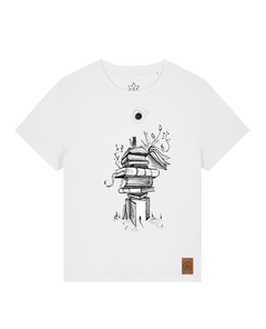 bio-female-medium fit-tshirt-bücherkatze-sttw172-weiß-front