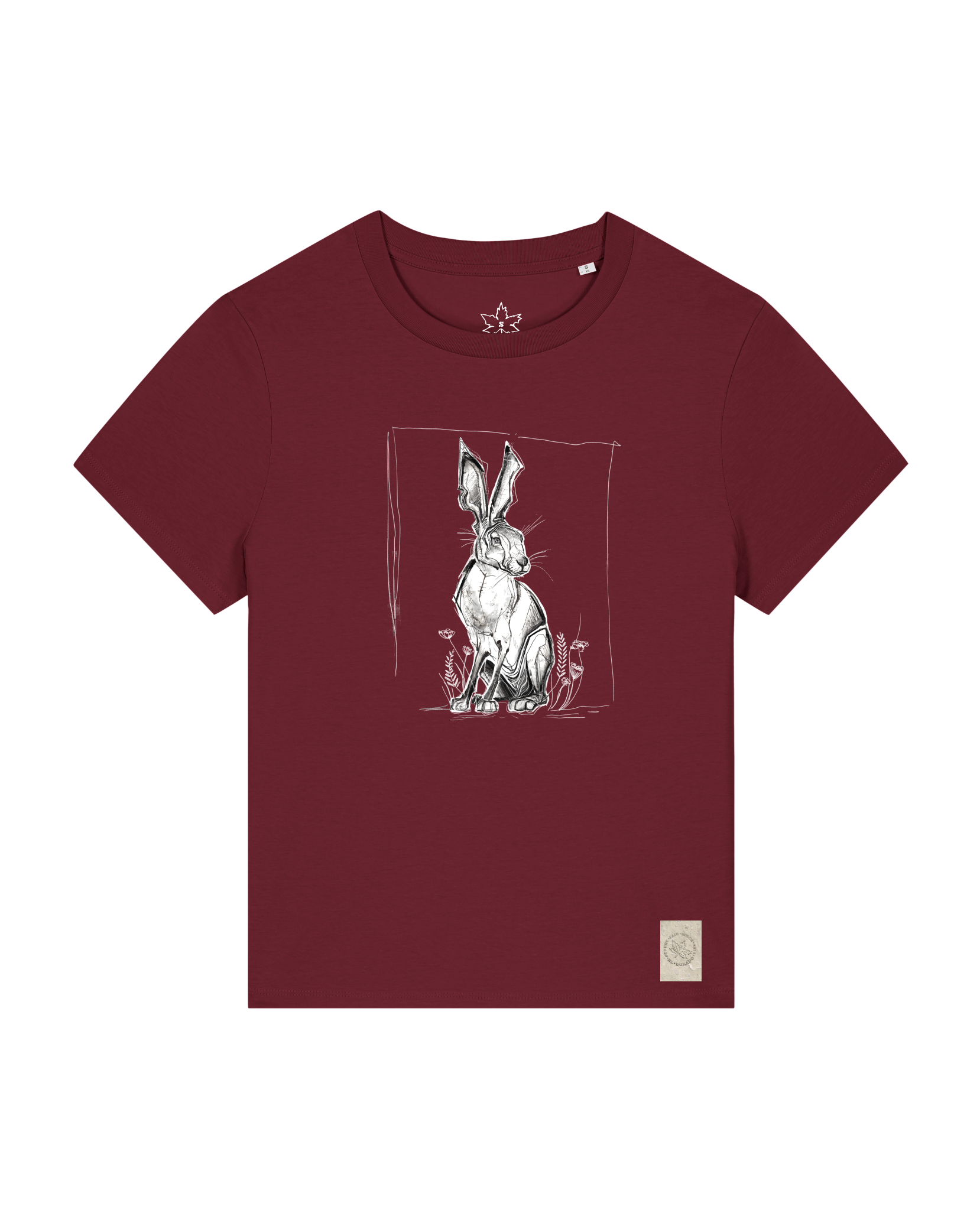 bio-female-medium fit-tshirt-carrot hunter-sttw172-burgunder rot-front