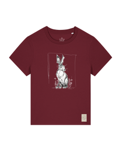 bio-female-medium fit-tshirt-carrot hunter-sttw172-burgunder rot-front