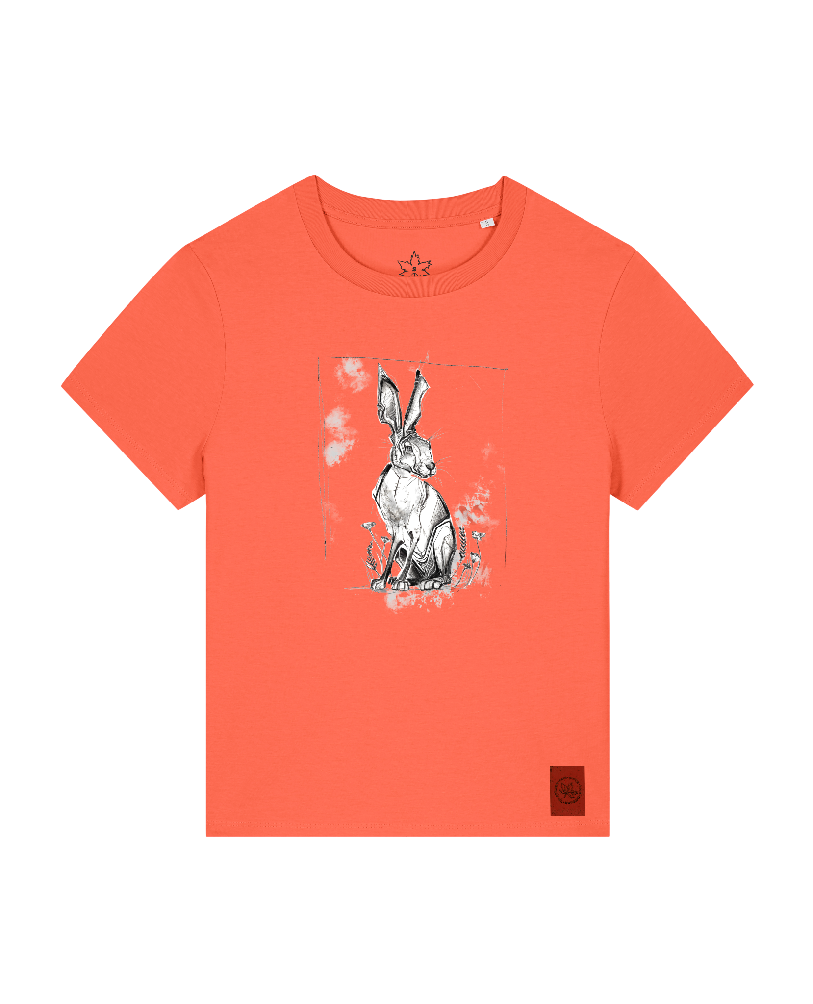 bio-female-medium fit-tshirt-carrot hunter-sttw172-mandarine-front