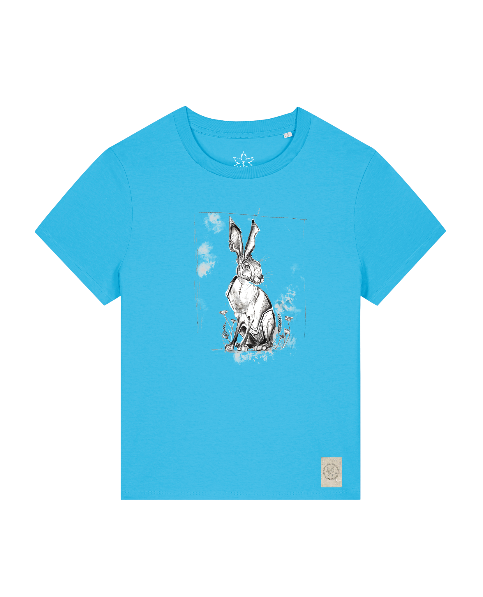 bio-female-medium fit-tshirt-carrot hunter-sttw172-wasserblau-front
