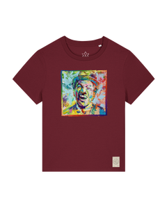 bio-female-medium fit-tshirt-chaplin-sttw172-burgunder rot-front