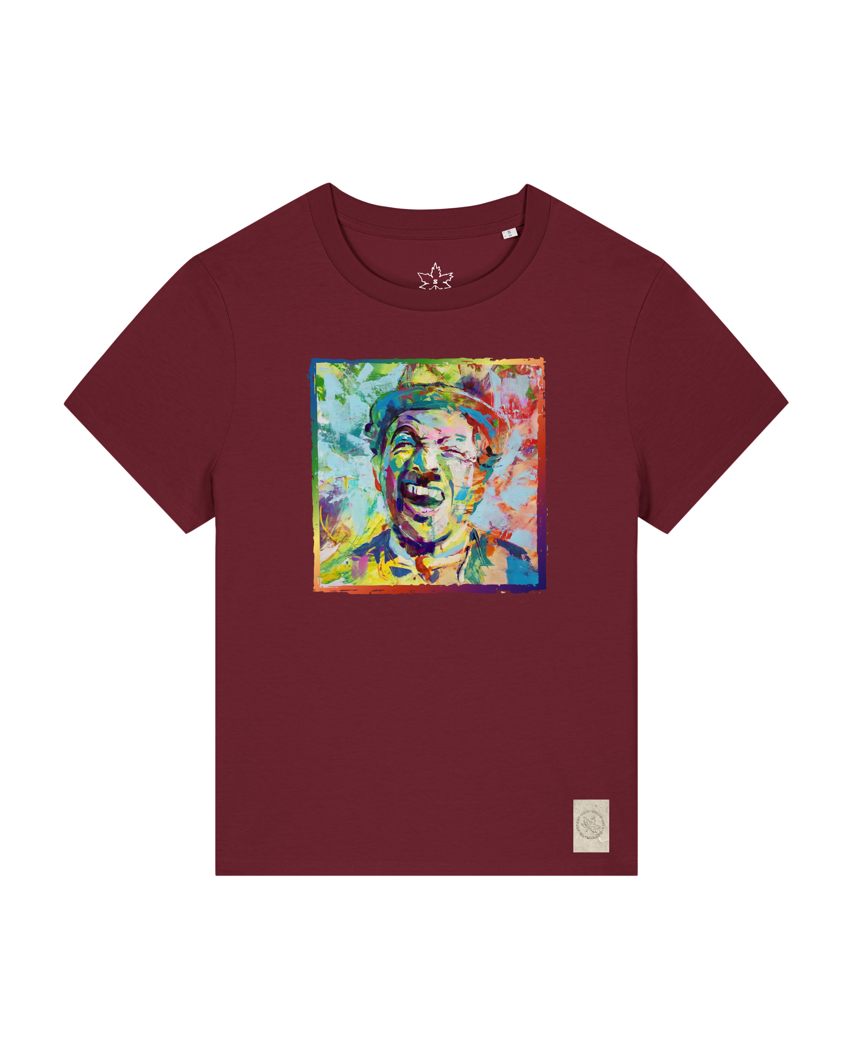 bio-female-medium fit-tshirt-chaplin-sttw172-burgunder rot-front