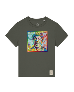 bio-female-medium fit-tshirt-chaplin-sttw172-grunkohl-front