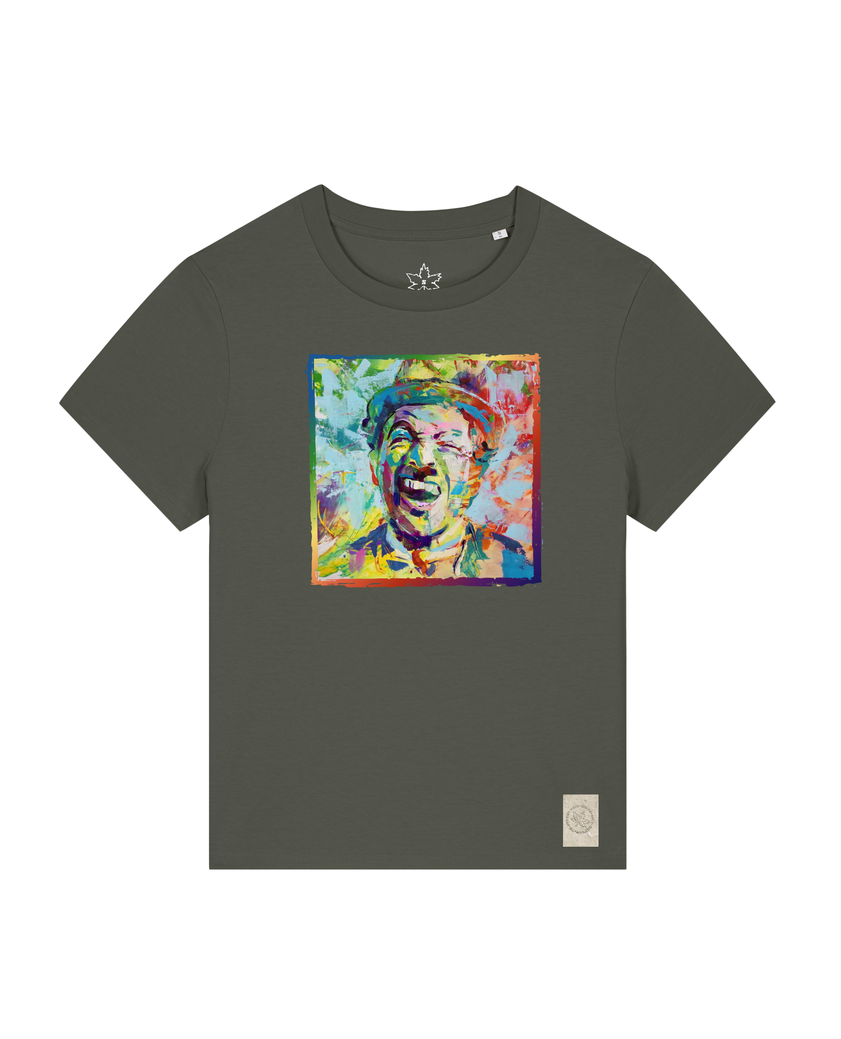bio-female-medium fit-tshirt-chaplin-sttw172-grunkohl-front