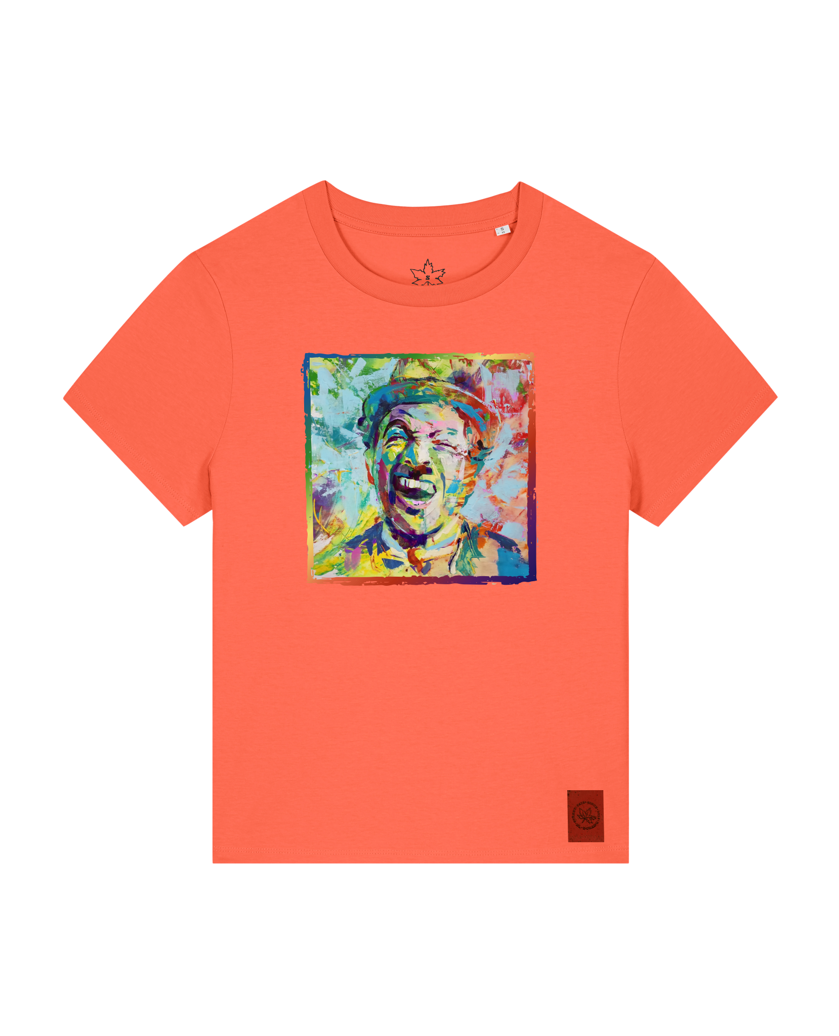 bio-female-medium fit-tshirt-chaplin-sttw172-mandarine-front