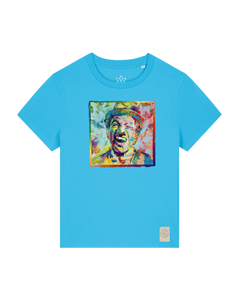 bio-female-medium fit-tshirt-chaplin-sttw172-wasserblau-front