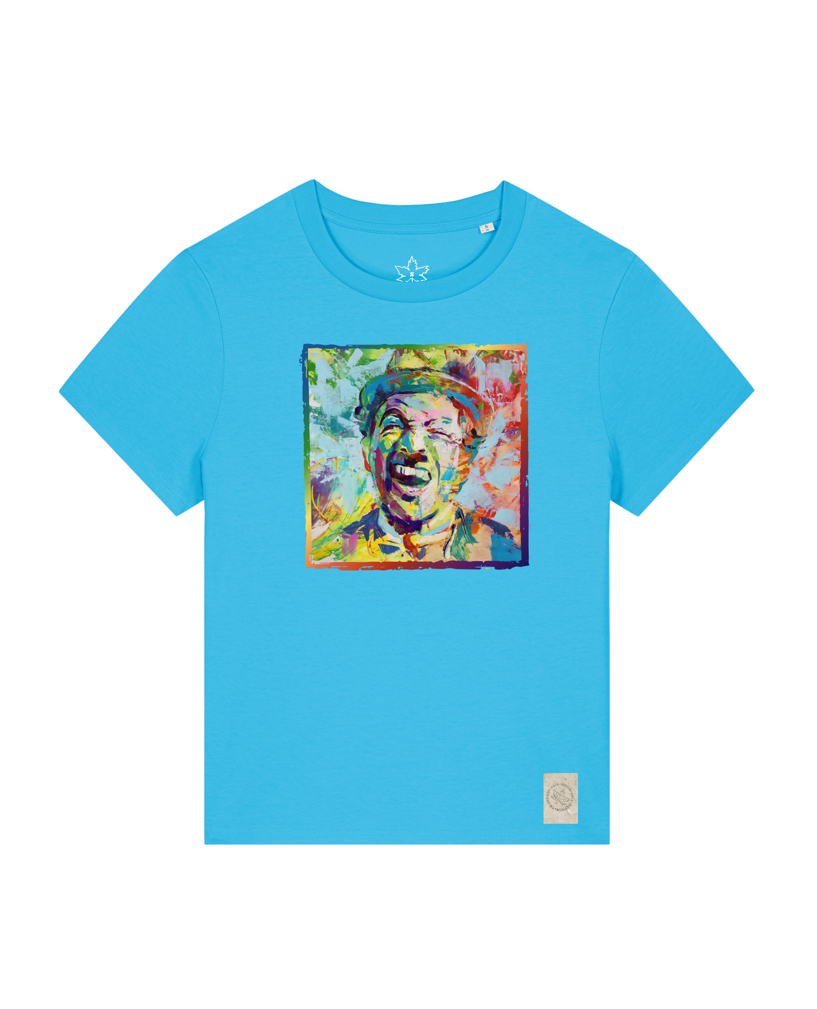 bio-female-medium fit-tshirt-chaplin-sttw172-wasserblau-front