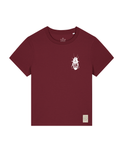 bio-female-medium fit-tshirt-cockroach ranch (backprint)-sttw172-burgunder rot-front