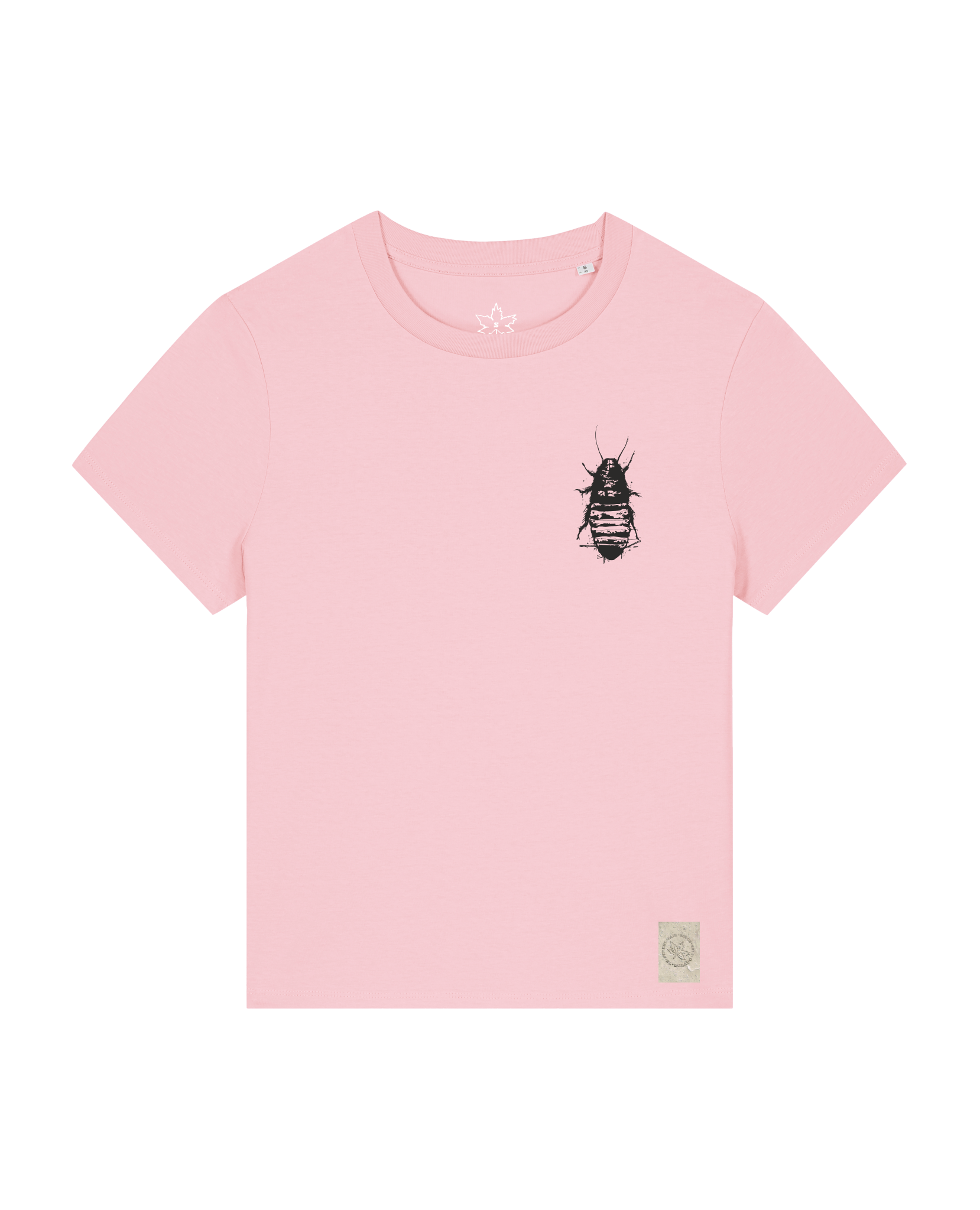 bio-female-medium fit-tshirt-cockroach ranch (backprint)-sttw172-flamingo-front