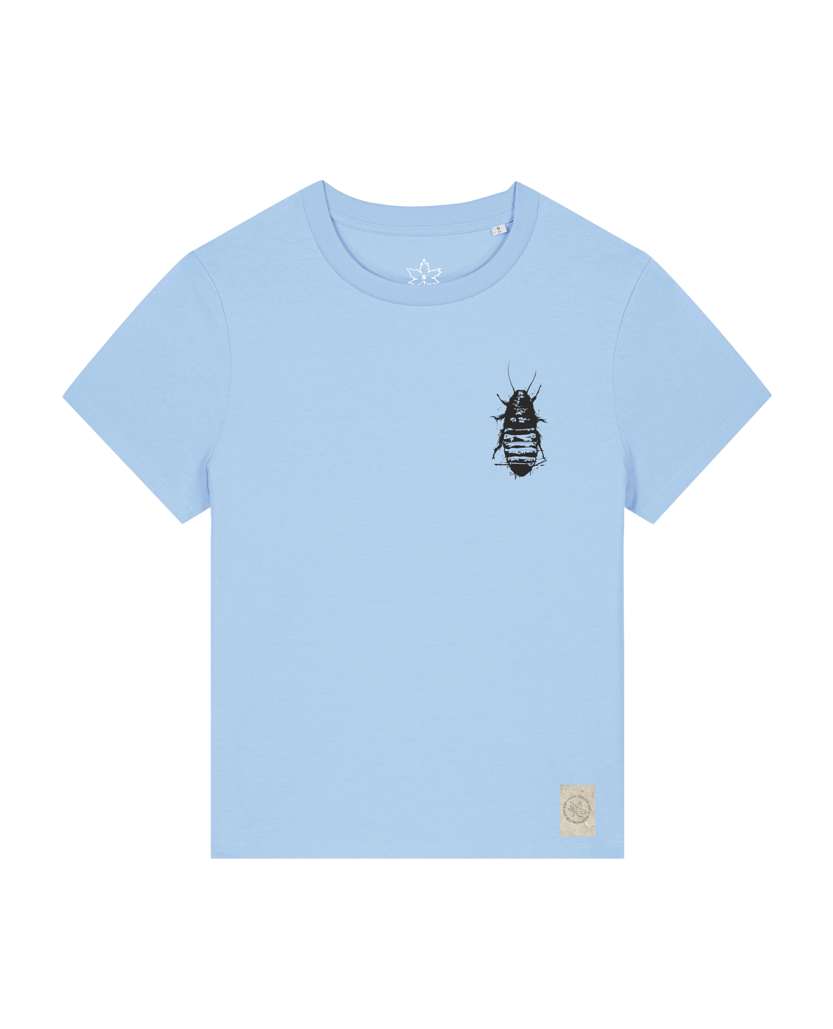 bio-female-medium fit-tshirt-cockroach ranch (backprint)-sttw172-lagune-front