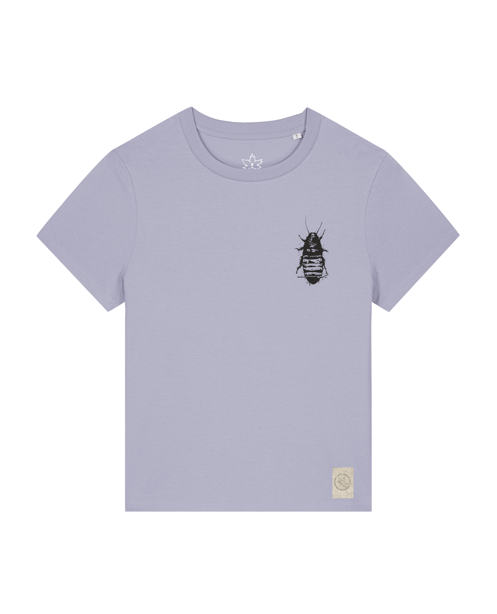 bio-female-medium fit-tshirt-cockroach ranch (backprint)-sttw172-lavender-front