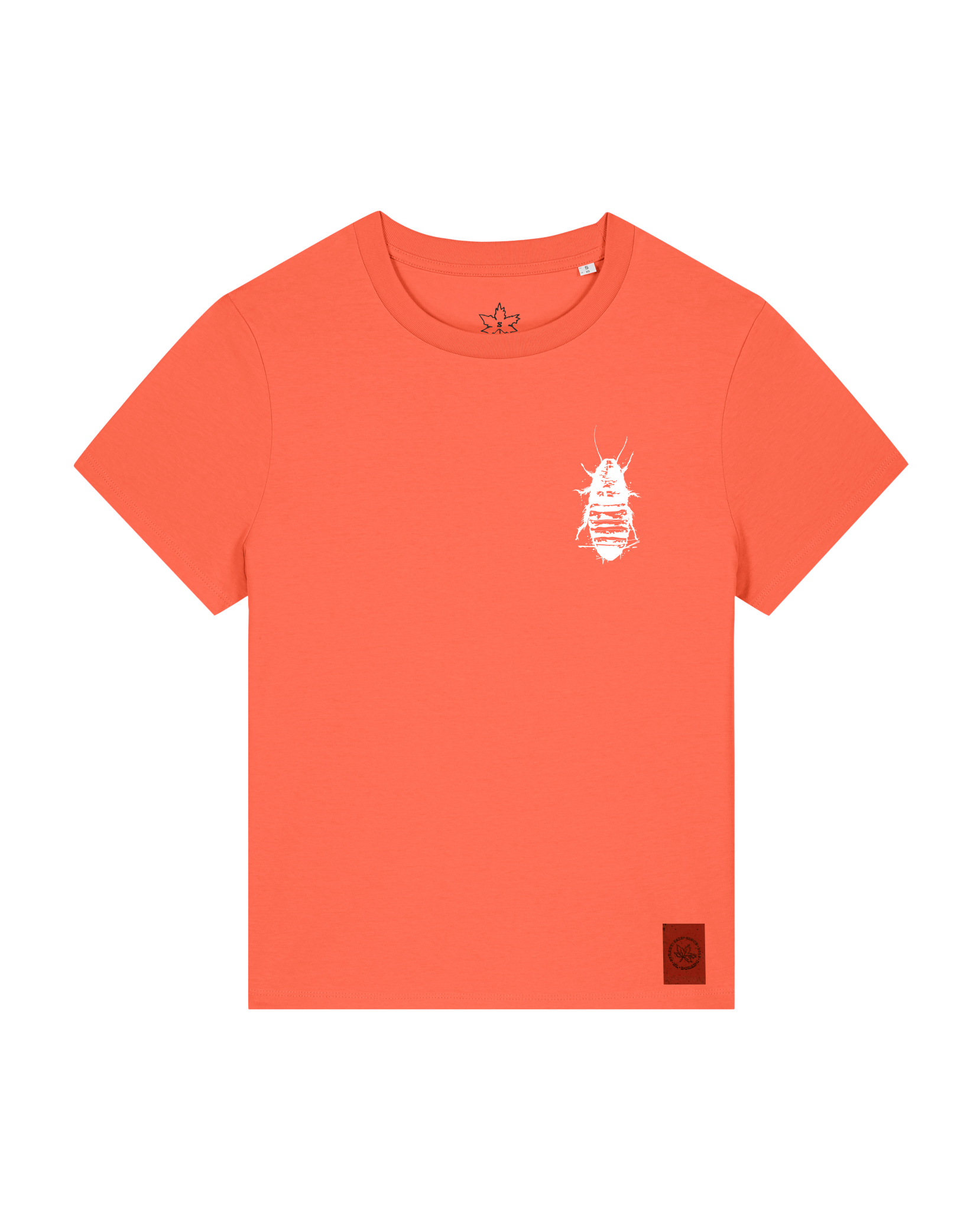 bio-female-medium fit-tshirt-cockroach ranch (backprint)-sttw172-mandarine-front