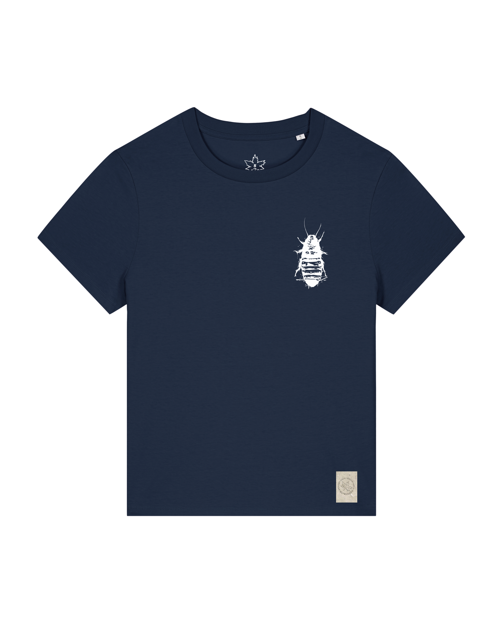 bio-female-medium fit-tshirt-cockroach ranch (backprint)-sttw172-marine-front