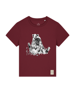 bio-female-medium fit-tshirt-dachs-sttw172-burgunder rot-front