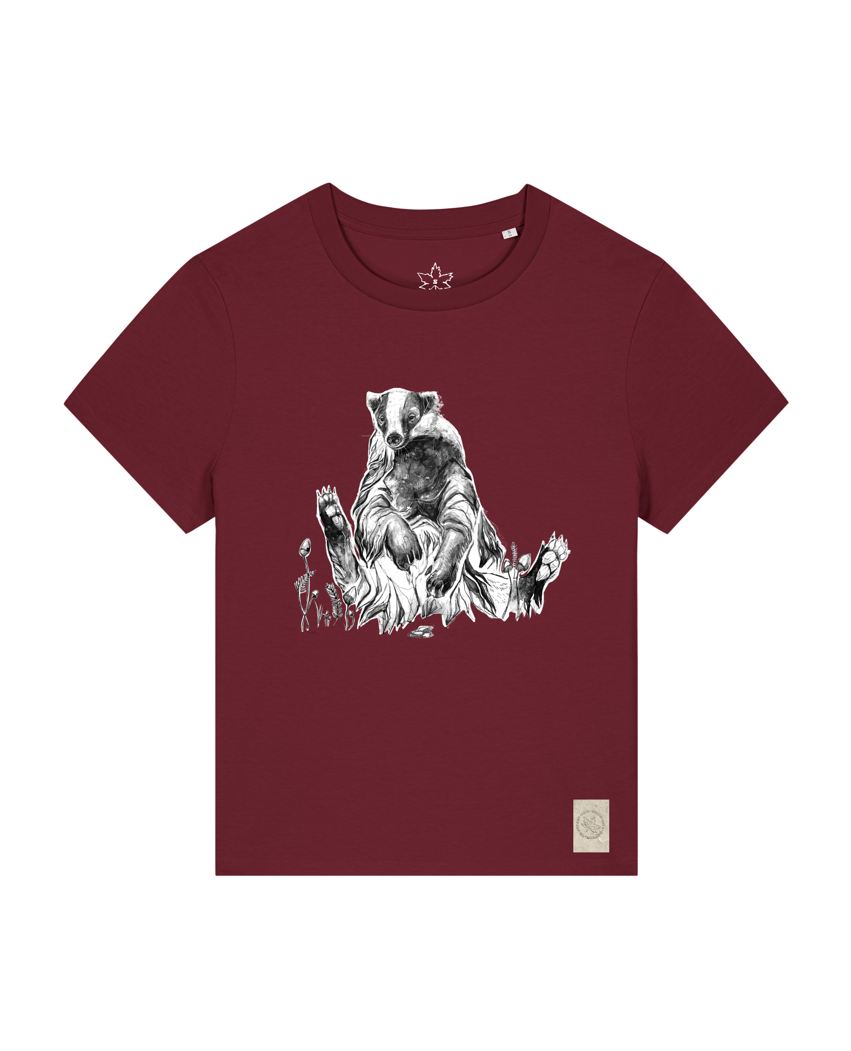 bio-female-medium fit-tshirt-dachs-sttw172-burgunder rot-front