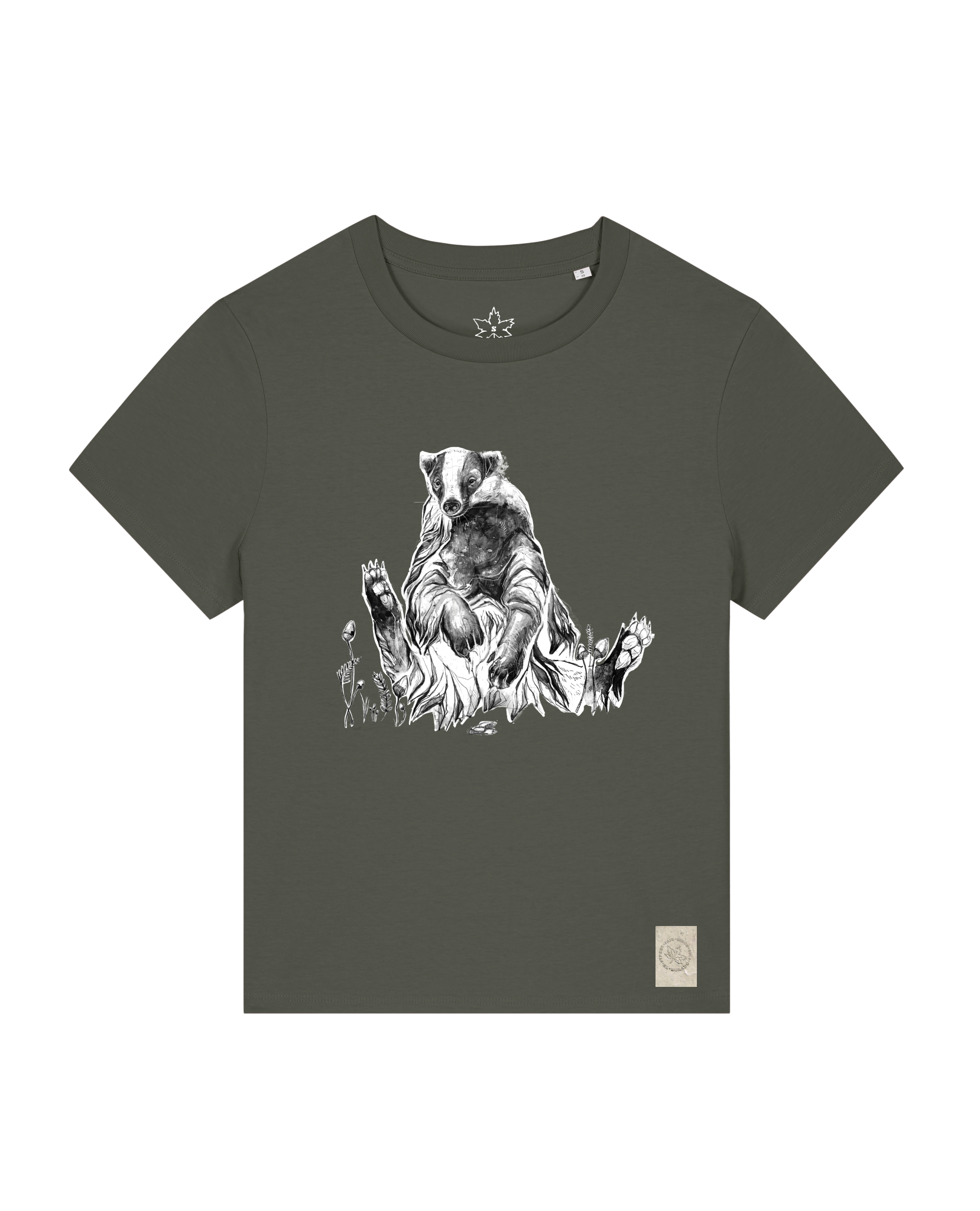 bio-female-medium fit-tshirt-dachs-sttw172-grunkohl-front