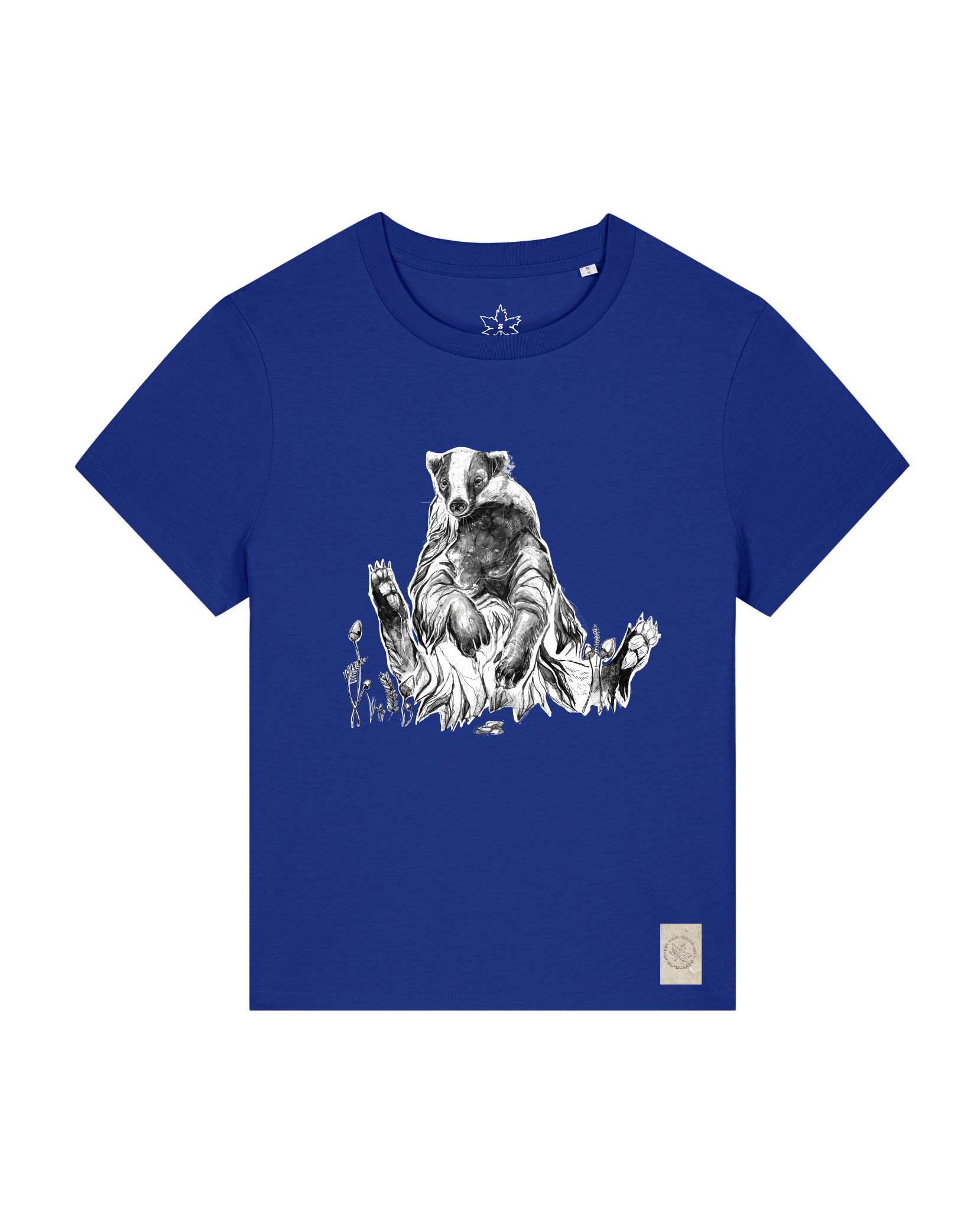bio-female-medium fit-tshirt-dachs-sttw172-kornblume-front