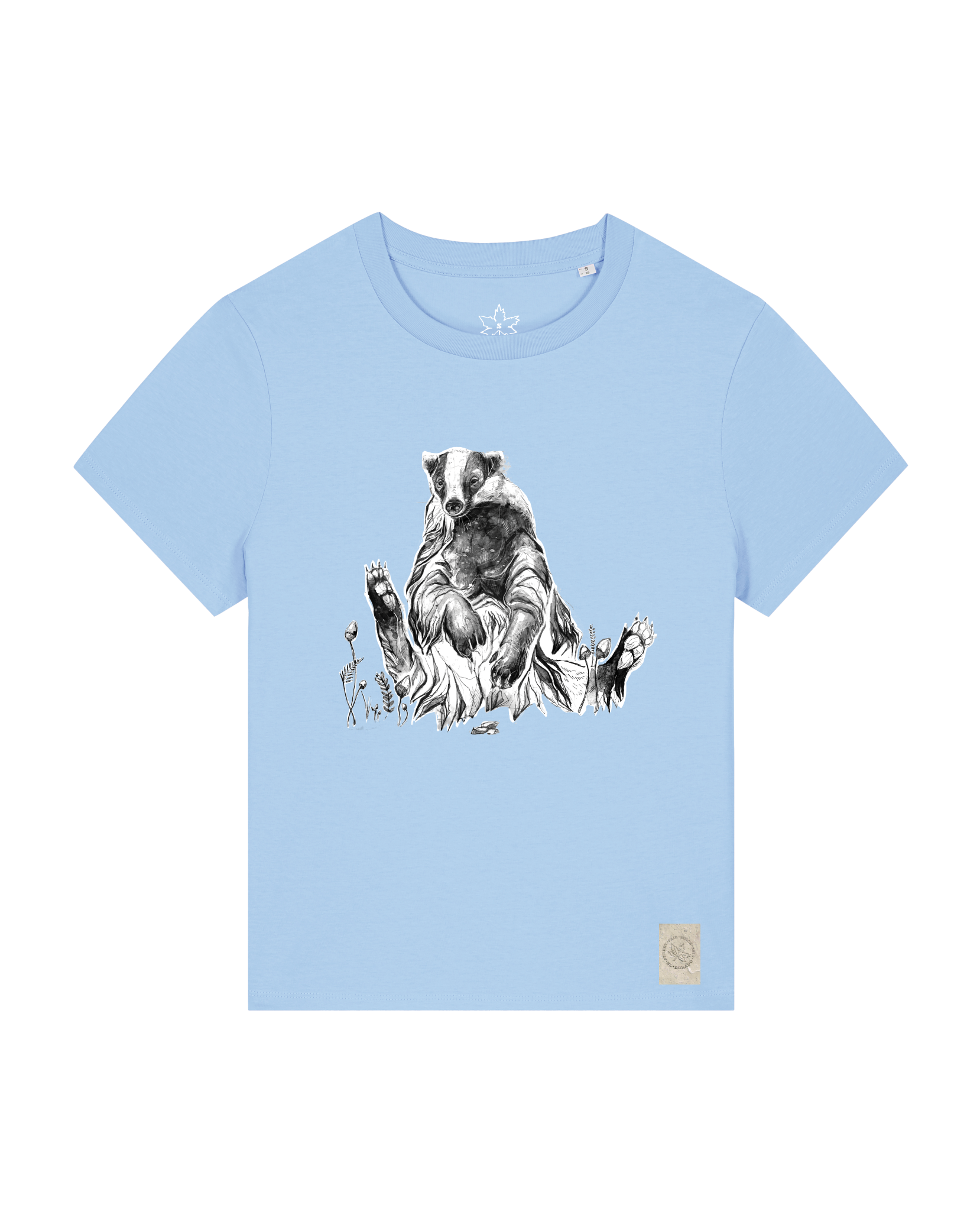 bio-female-medium fit-tshirt-dachs-sttw172-lagune-front