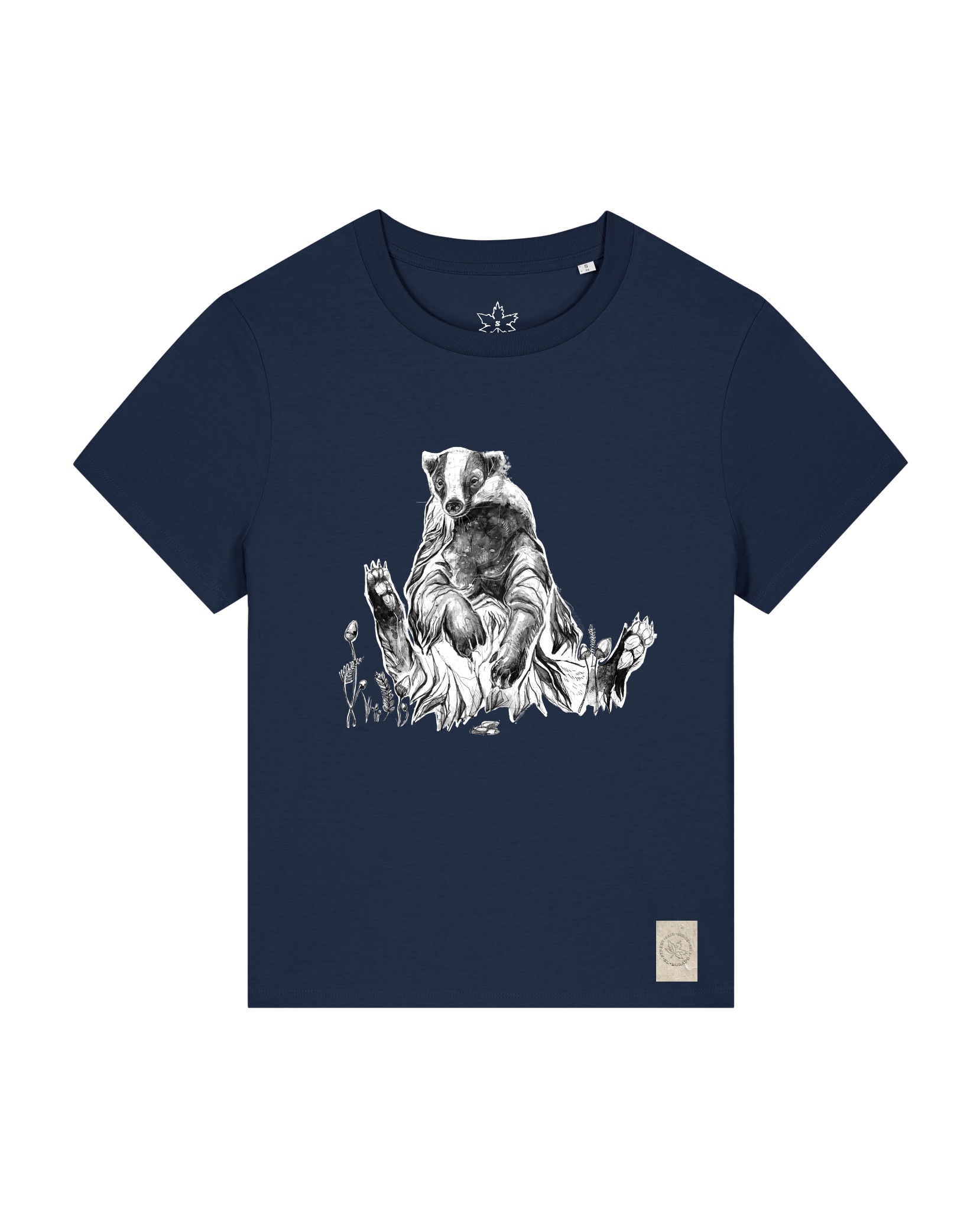 bio-female-medium fit-tshirt-dachs-sttw172-marine-front