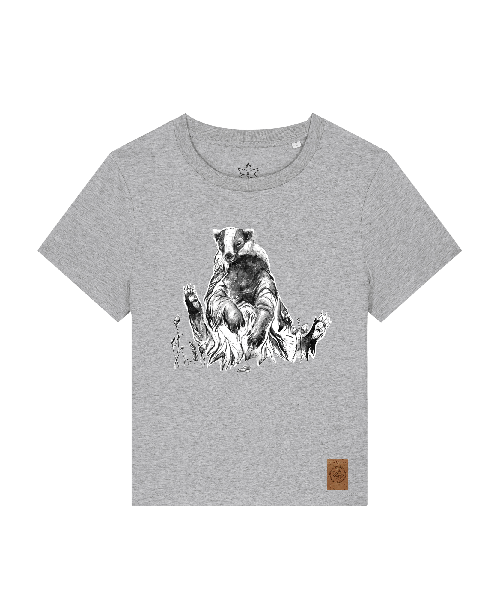 bio-female-medium fit-tshirt-dachs-sttw172-mausgrau-front