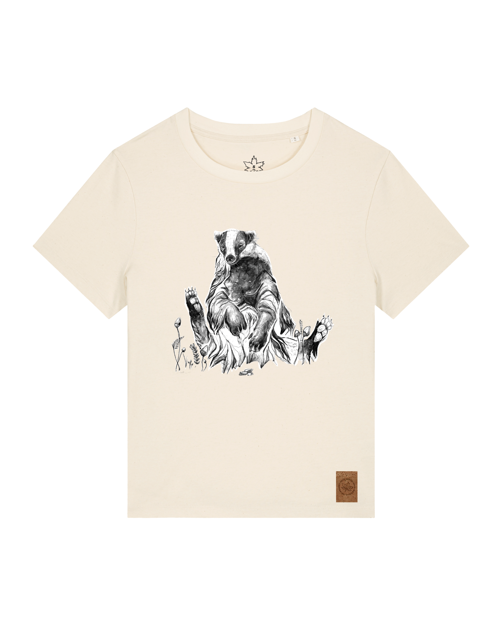 bio-female-medium fit-tshirt-dachs-sttw172-natur-front
