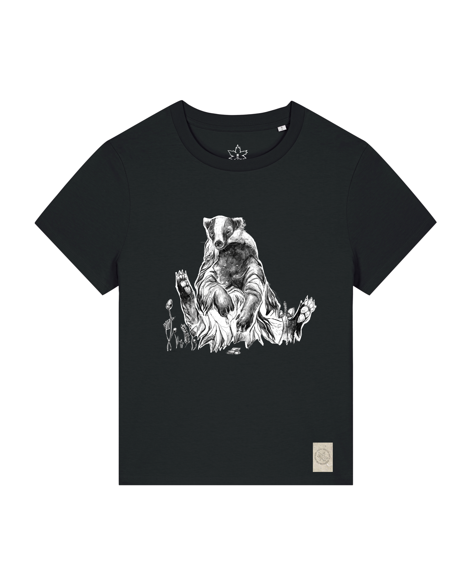 bio-female-medium fit-tshirt-dachs-sttw172-schwarz-front