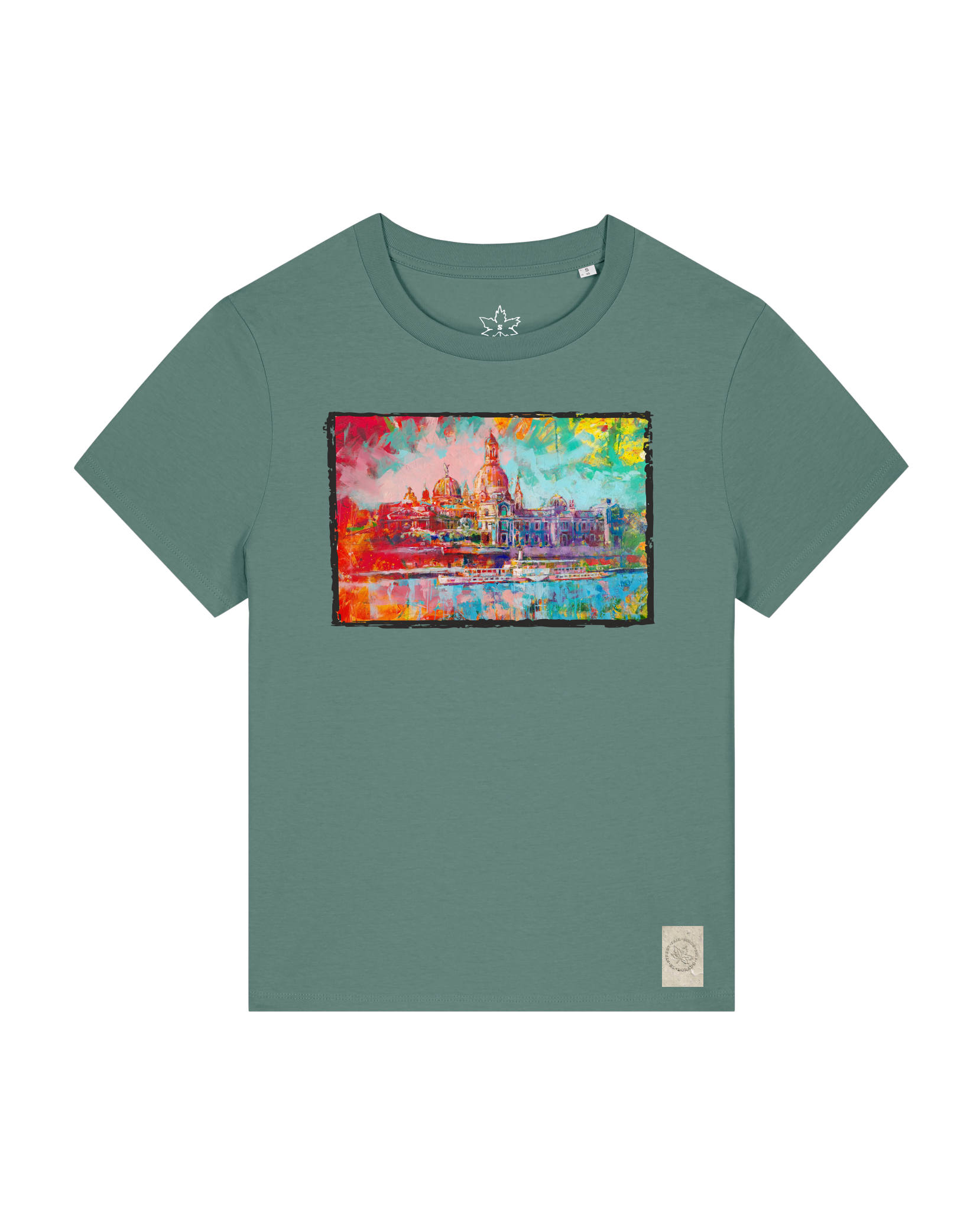bio-female-medium fit-tshirt-dresden-sttw172-blautanne-front