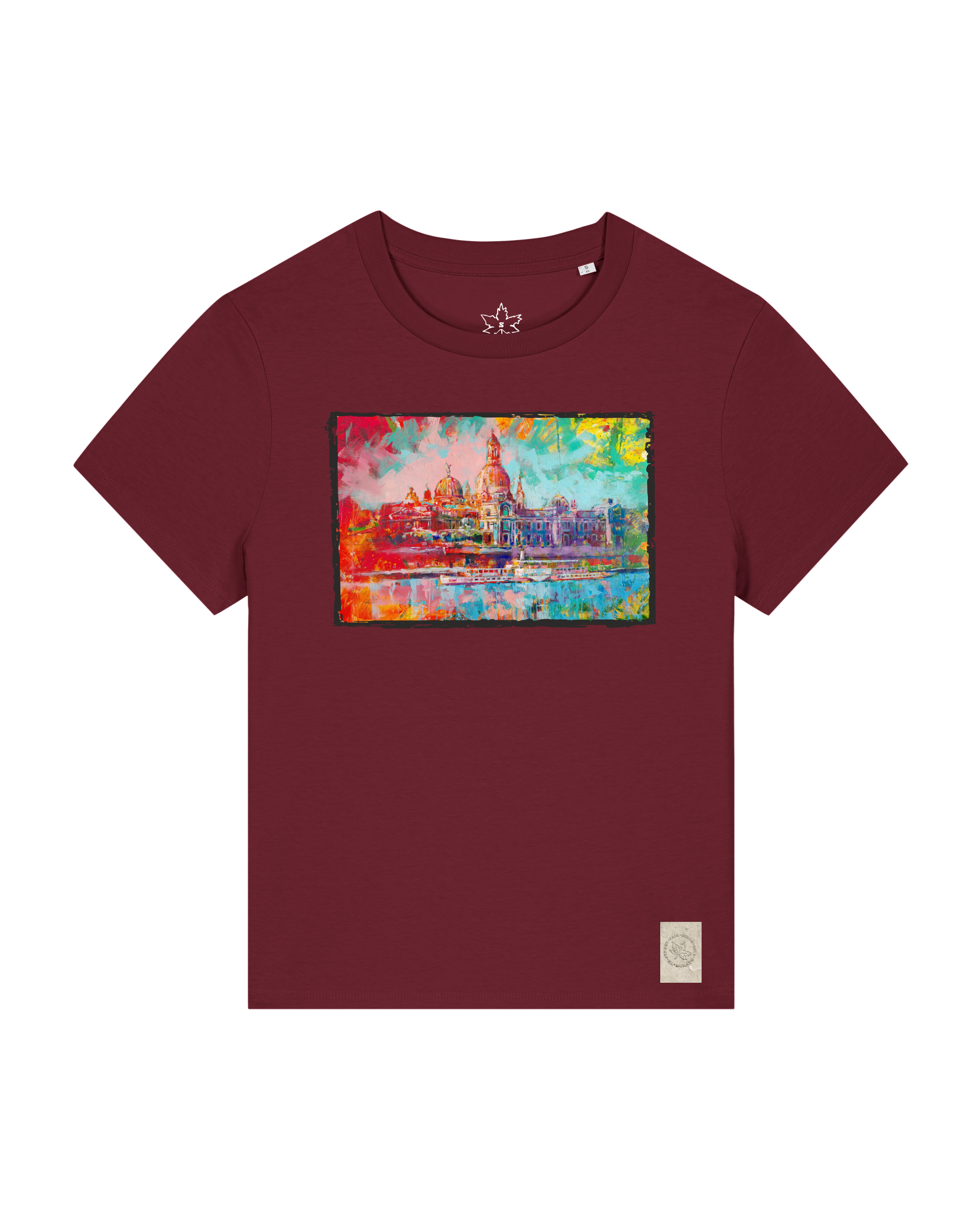 bio-female-medium fit-tshirt-dresden-sttw172-burgunder rot-front