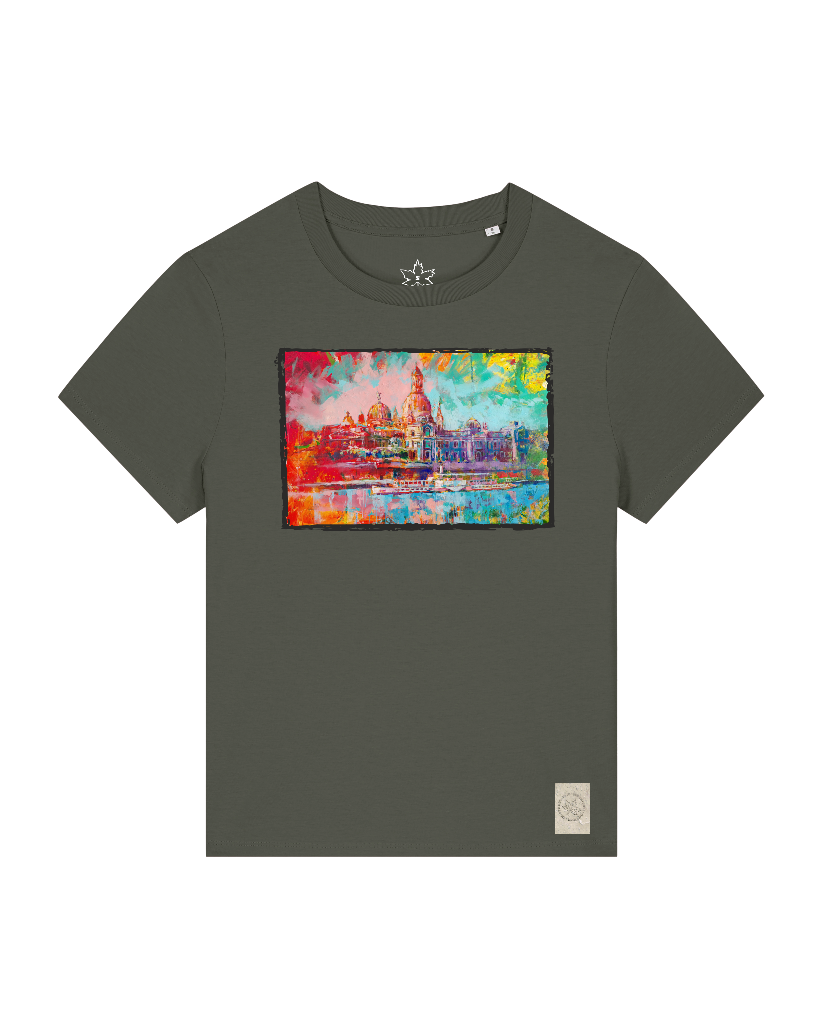 bio-female-medium fit-tshirt-dresden-sttw172-grunkohl-front